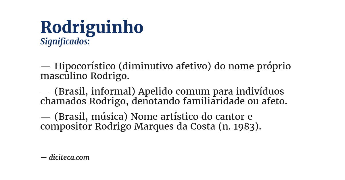 Significado de rodriguinho
