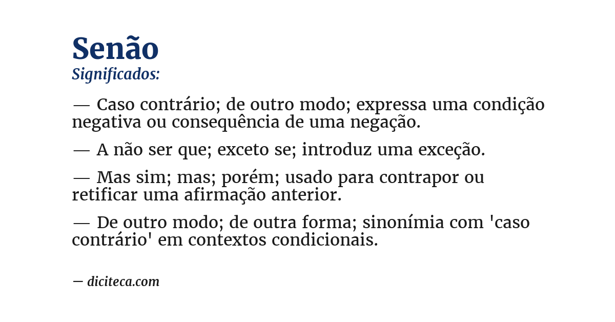 Significado de senão