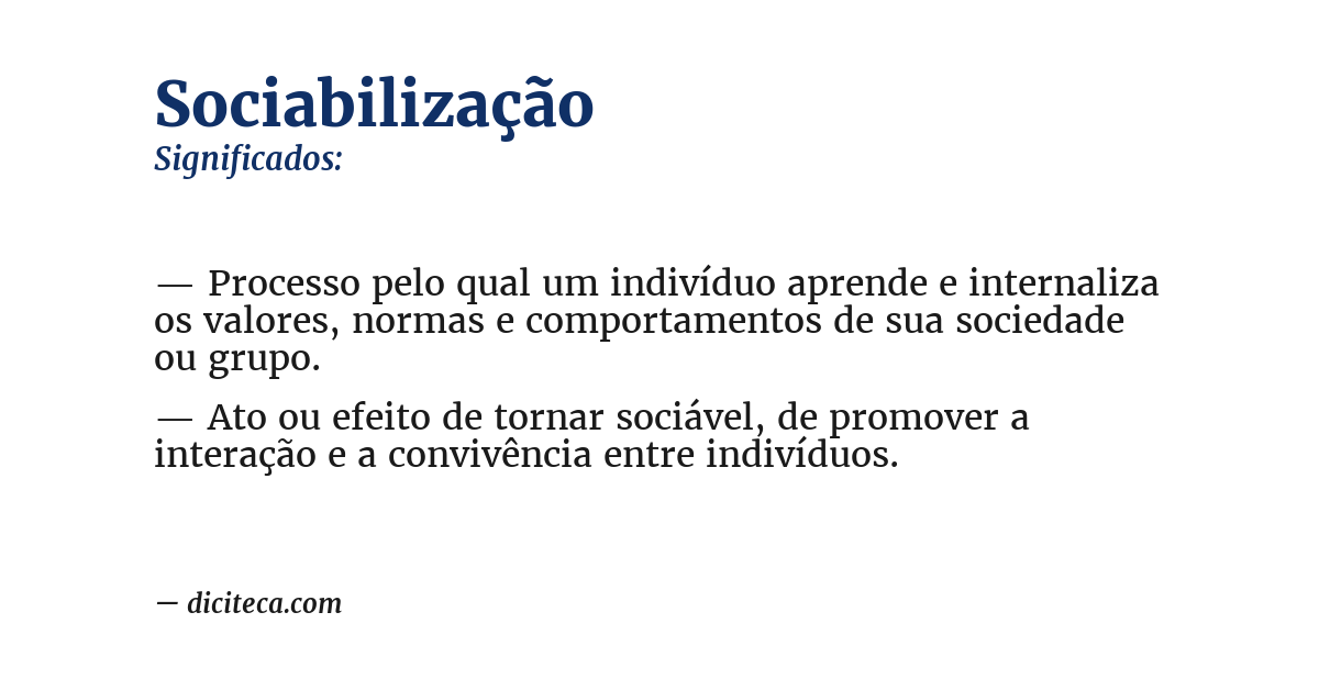 Significado de sociabilização