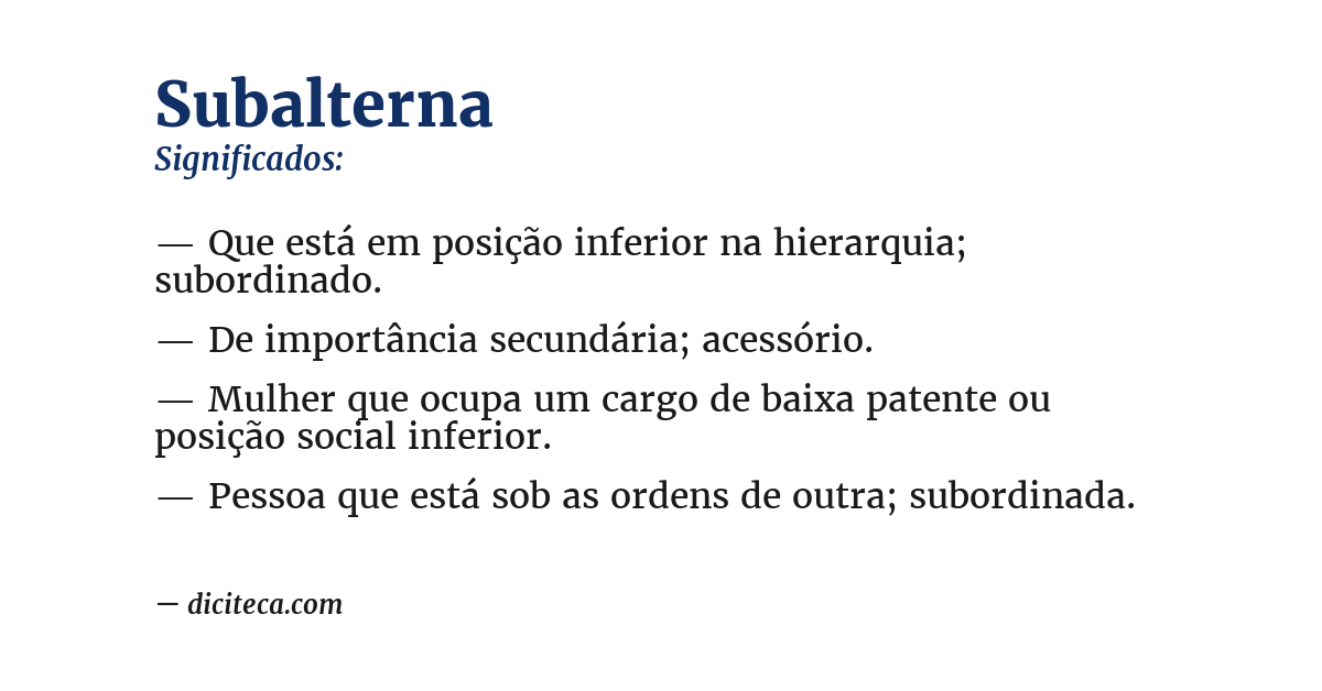 Significado de subalterna