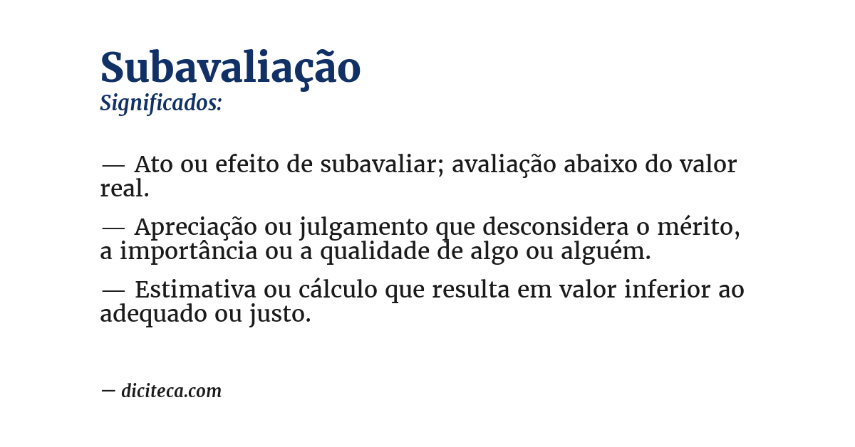 Significado de subavaliação