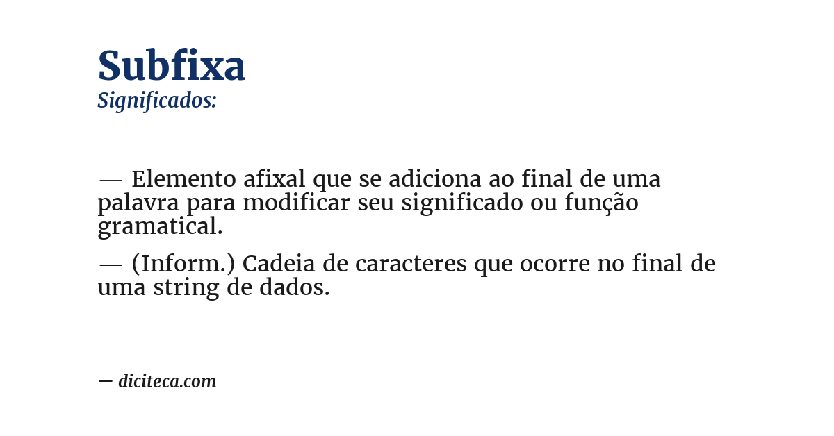 Significado de subfixa