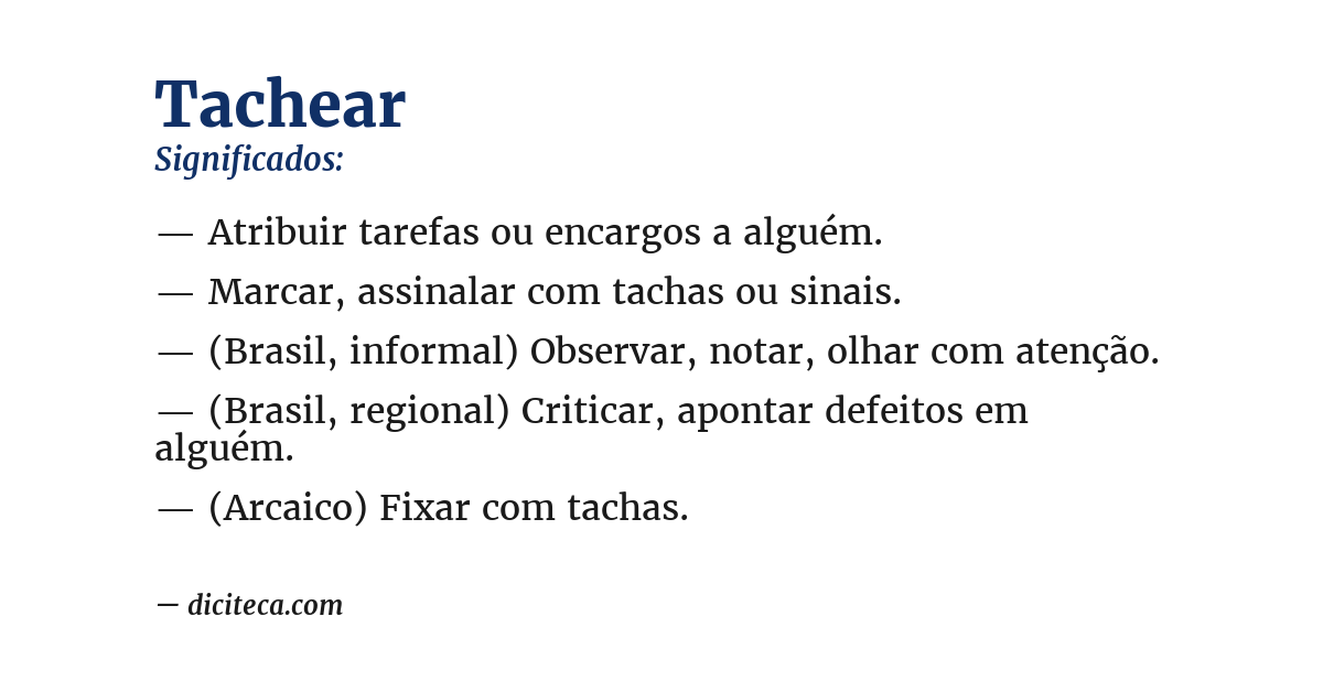 Significado de tachear