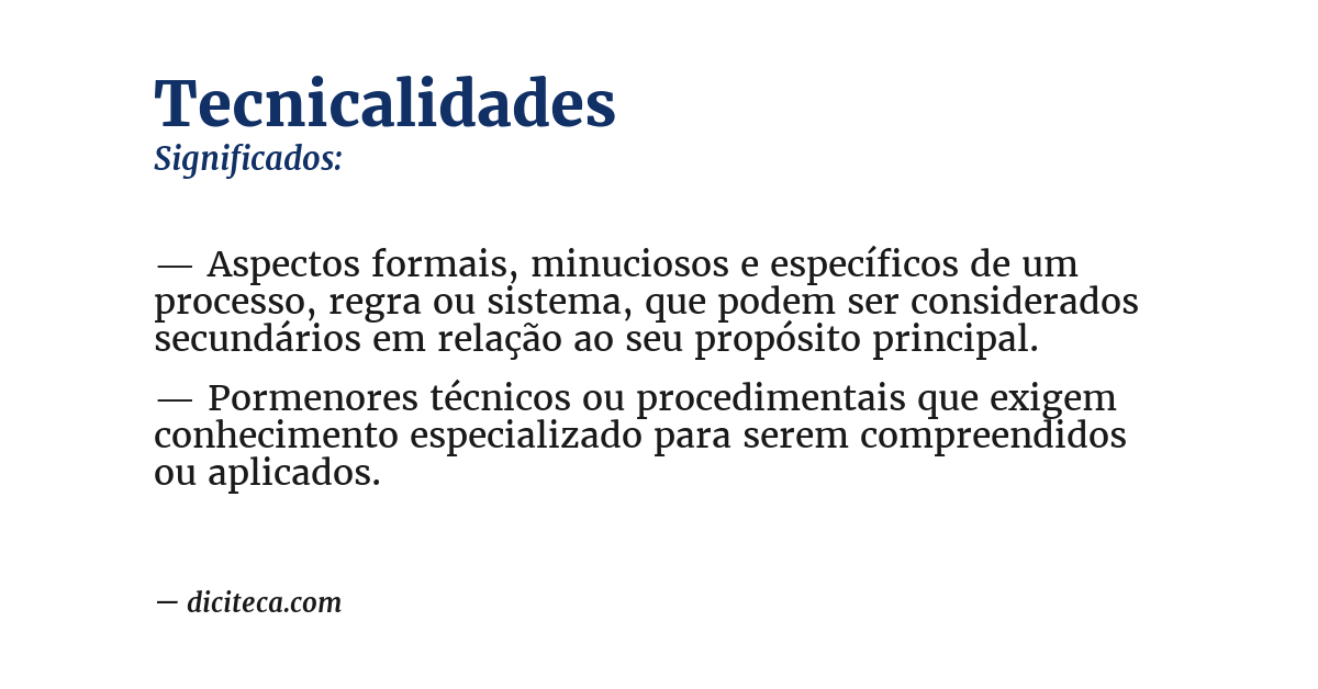 Significado de tecnicalidades