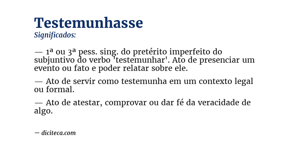 Significado de testemunhasse