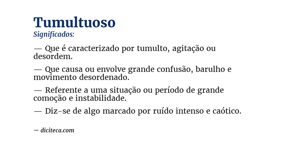 Significado de tumultuoso