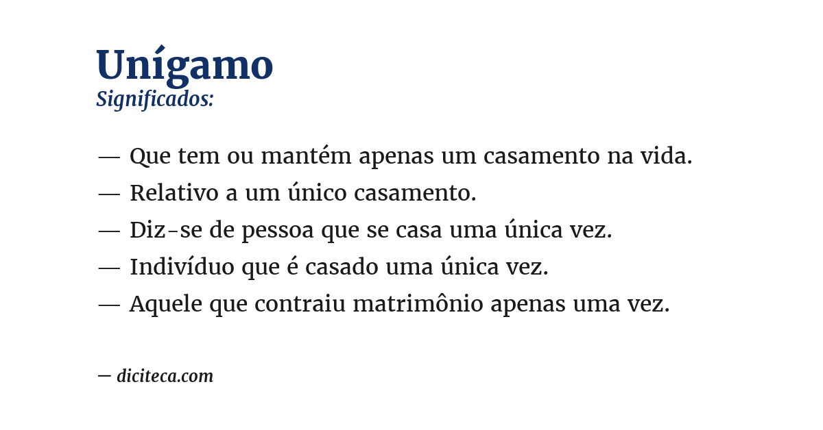Significado de unígamo