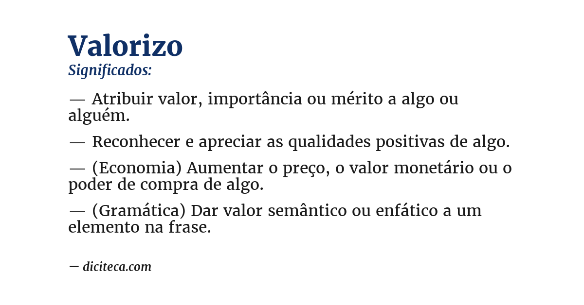 Significado de valorizo