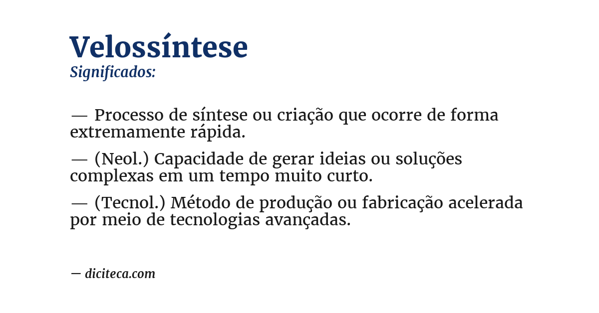 Significado de velossíntese
