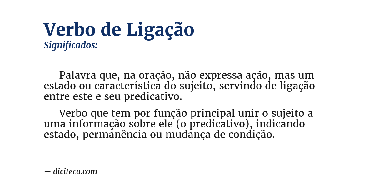 Significado de verbo de ligação