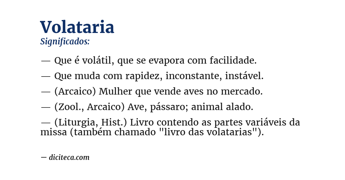 Significado de volataria
