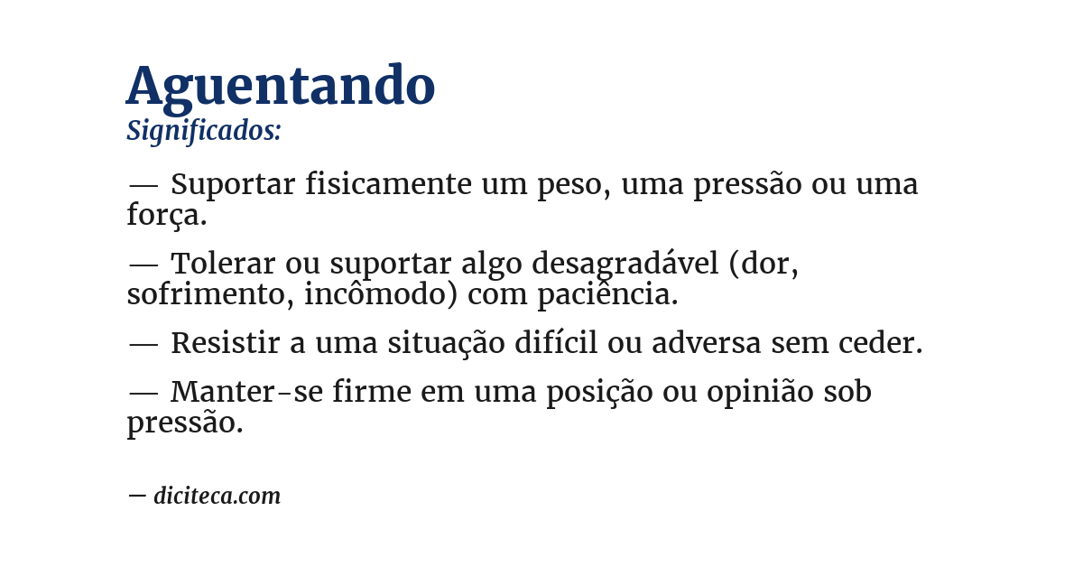 Significado de aguentando