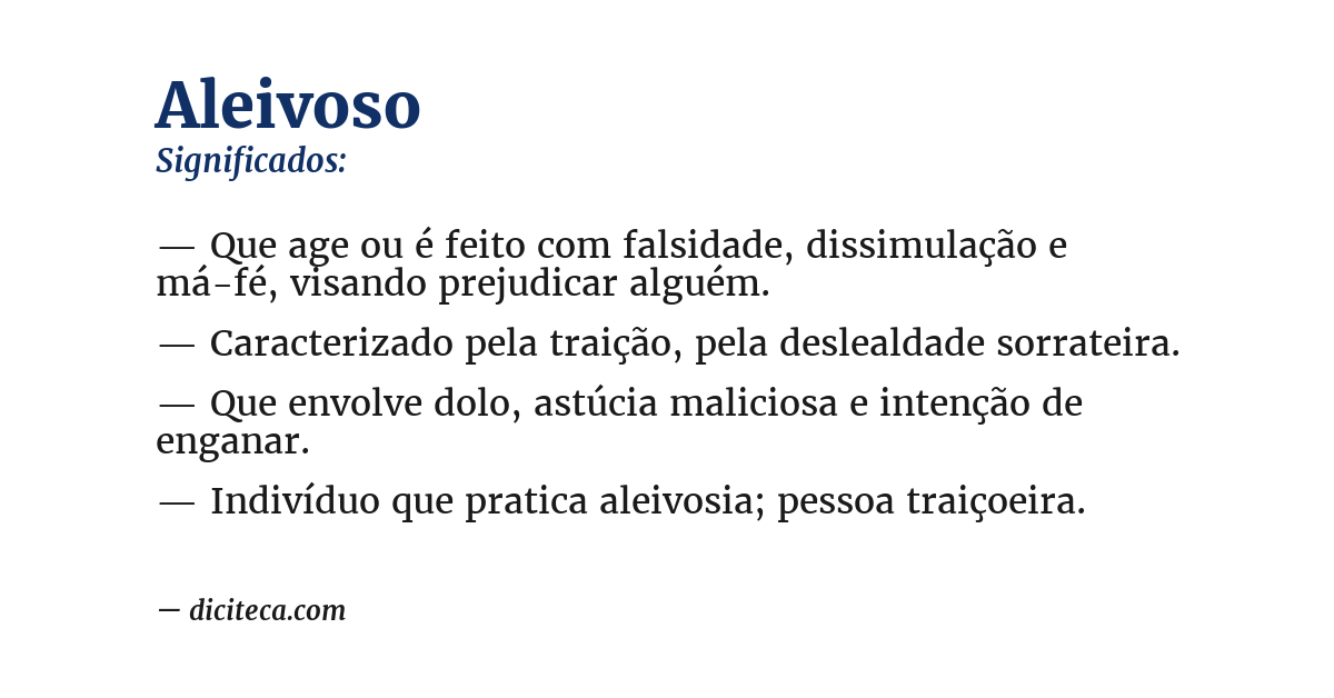 Significado de aleivoso