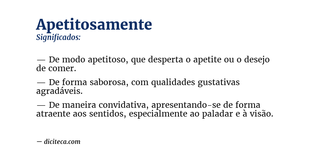 Significado de apetitosamente