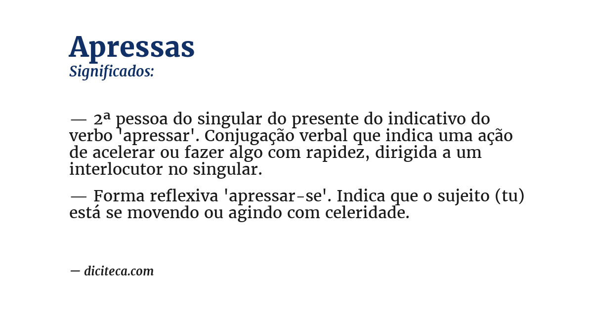 Significado de apressas