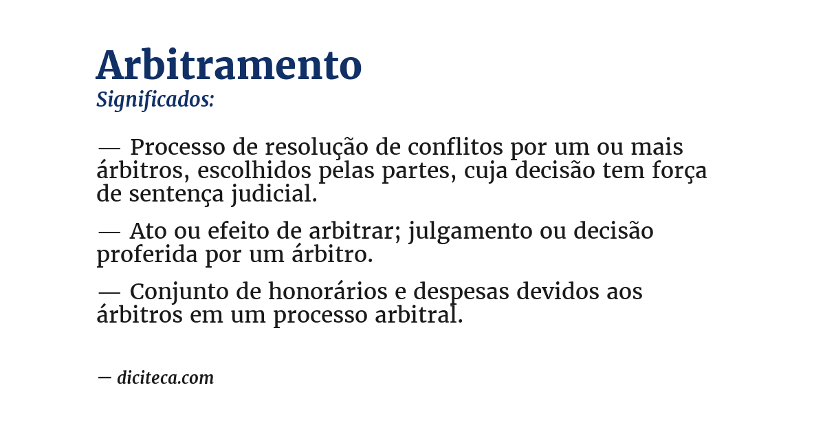 Significado de arbitramento