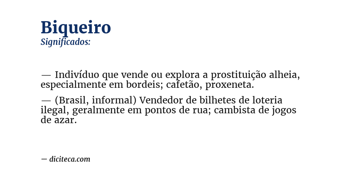 Significado de biqueiro