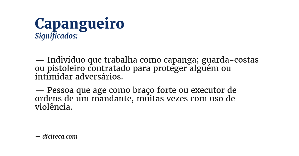 Significado de capangueiro