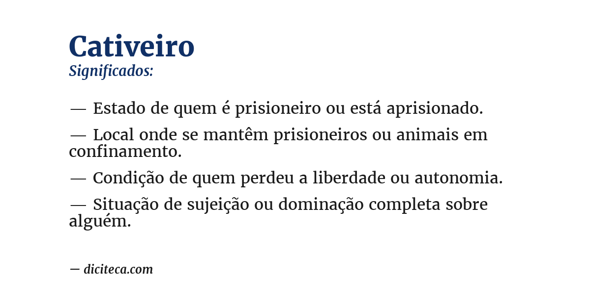 Significado de cativeiro