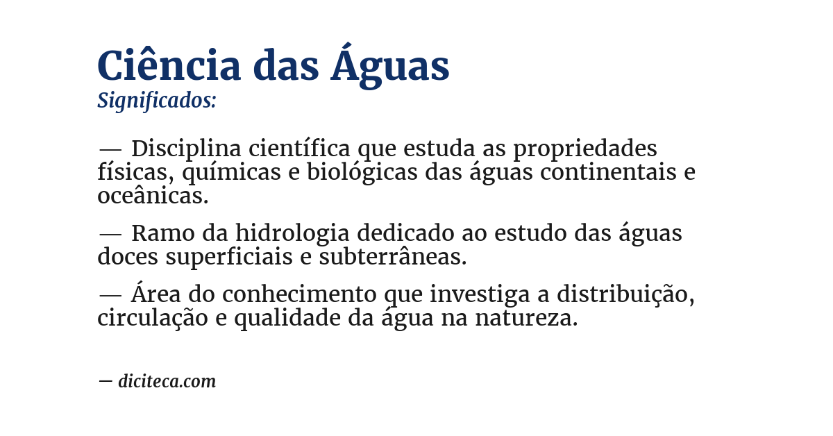 Significado de ciência das águas