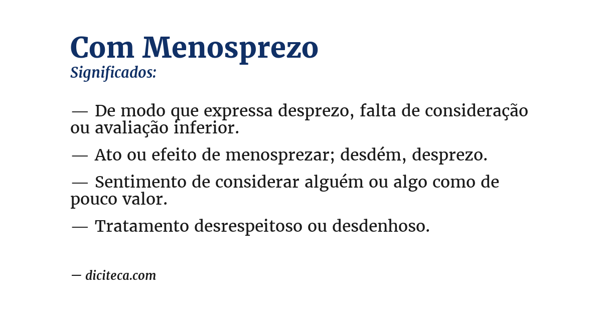 Significado de com menosprezo