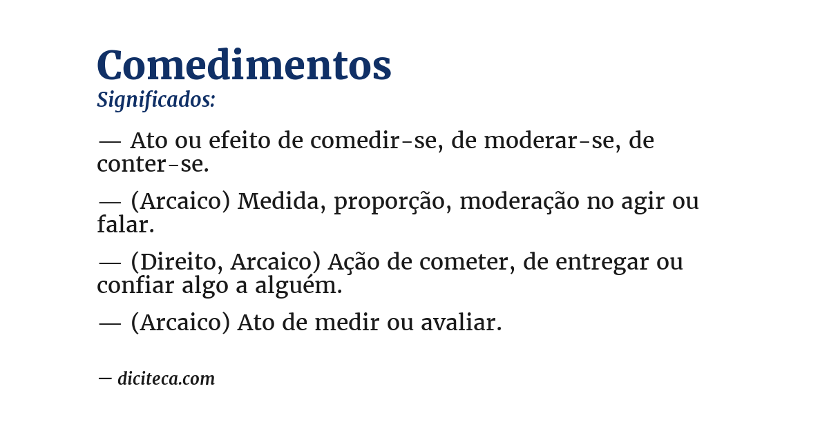 Significado de comedimentos