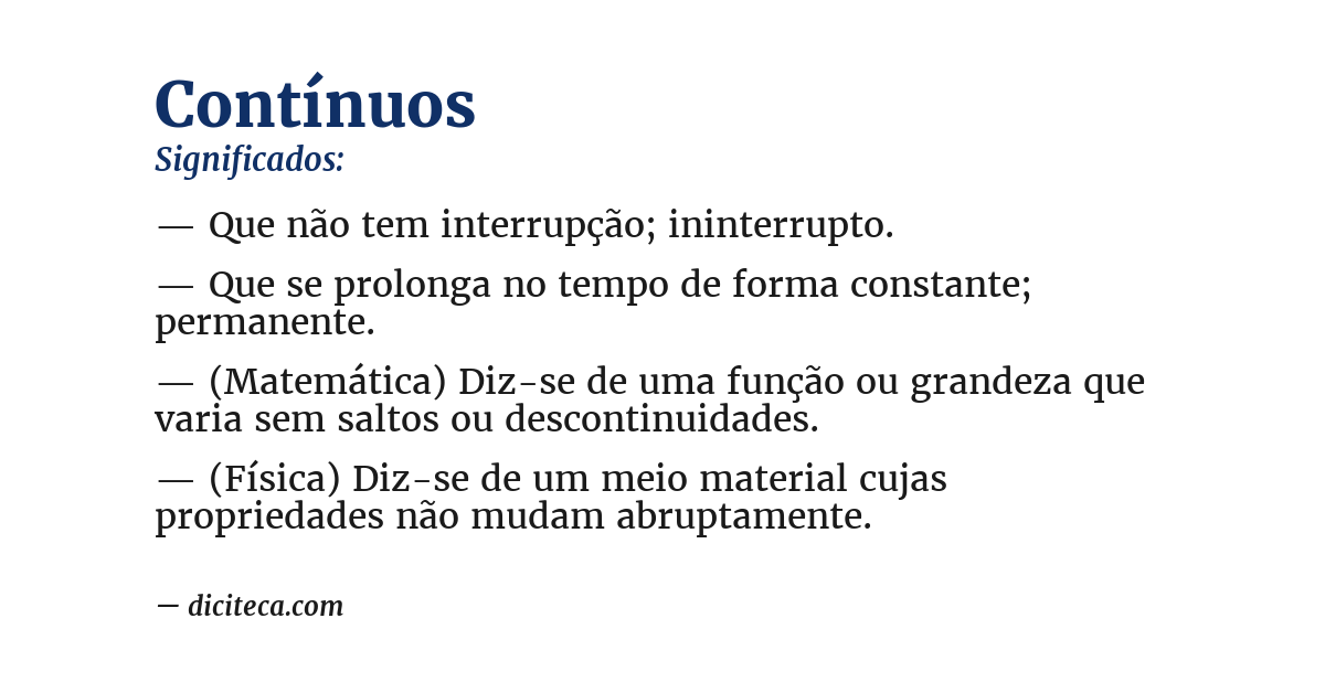 Significado de contínuos