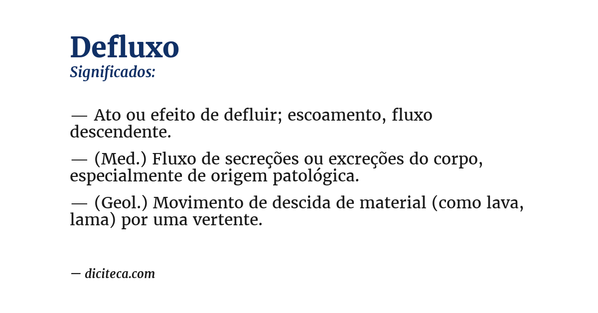 Significado de defluxo