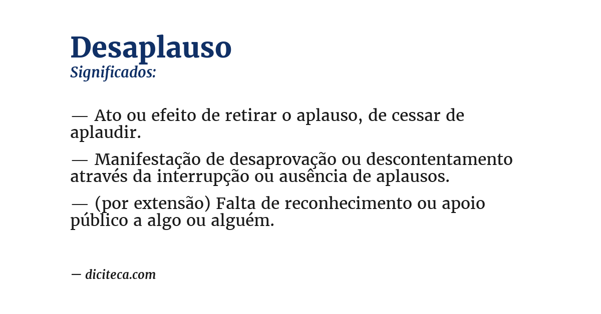 Significado de desaplauso