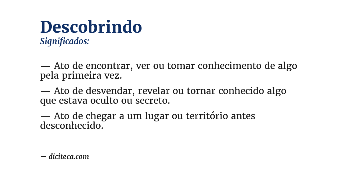 Significado de descobrindo
