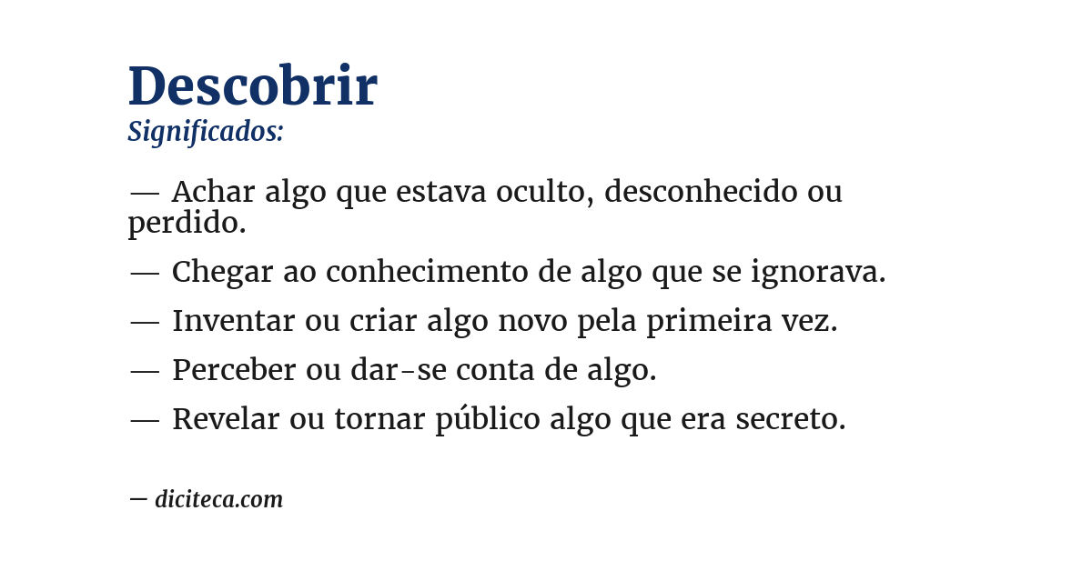 Significado de descobrir