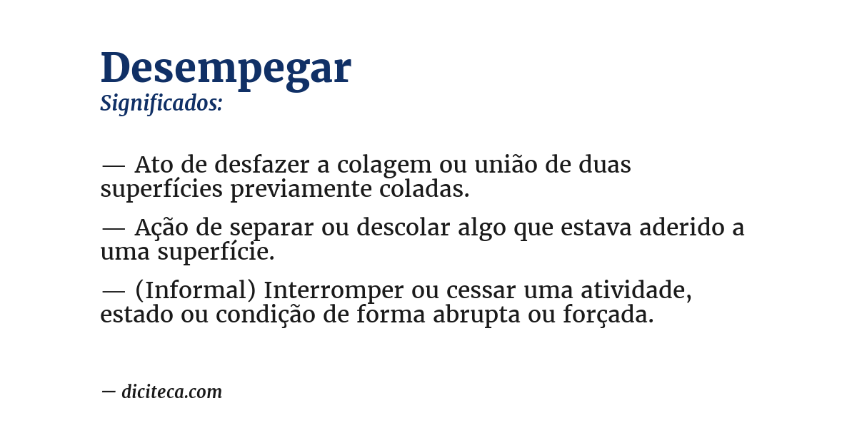 Significado de desempegar