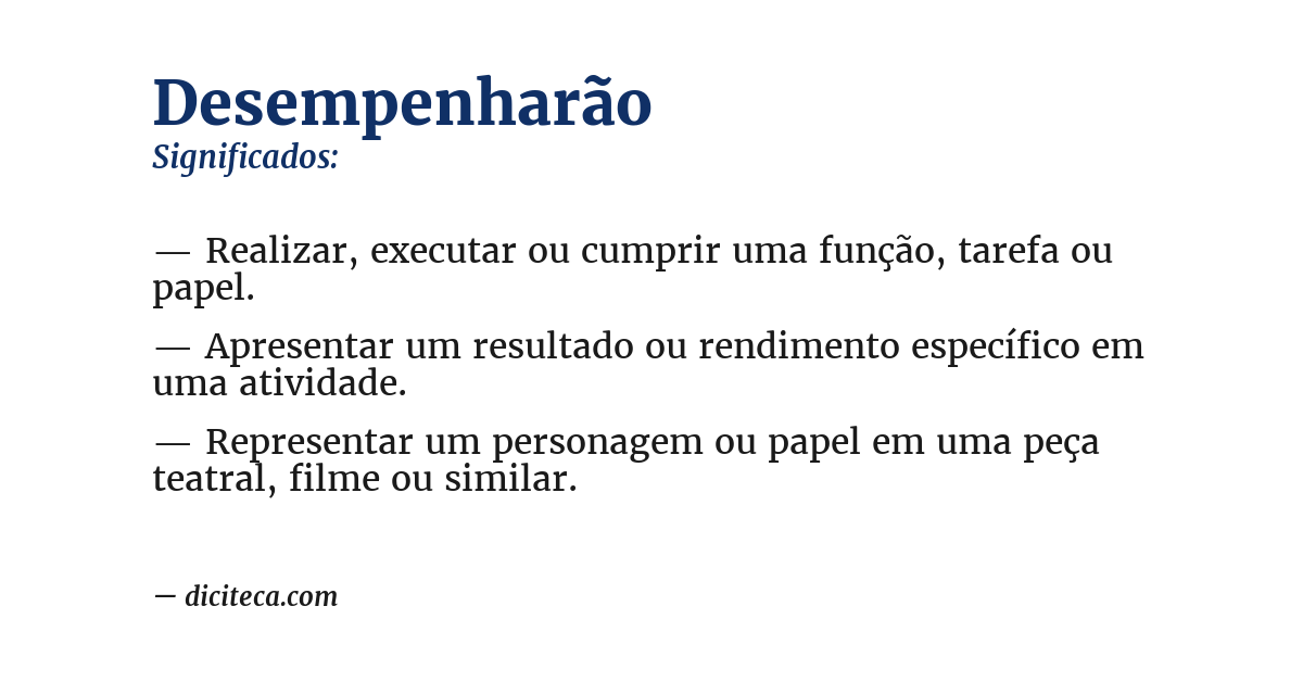 Significado de desempenharão