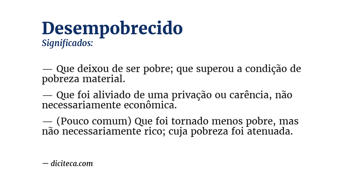 Significado de desempobrecido