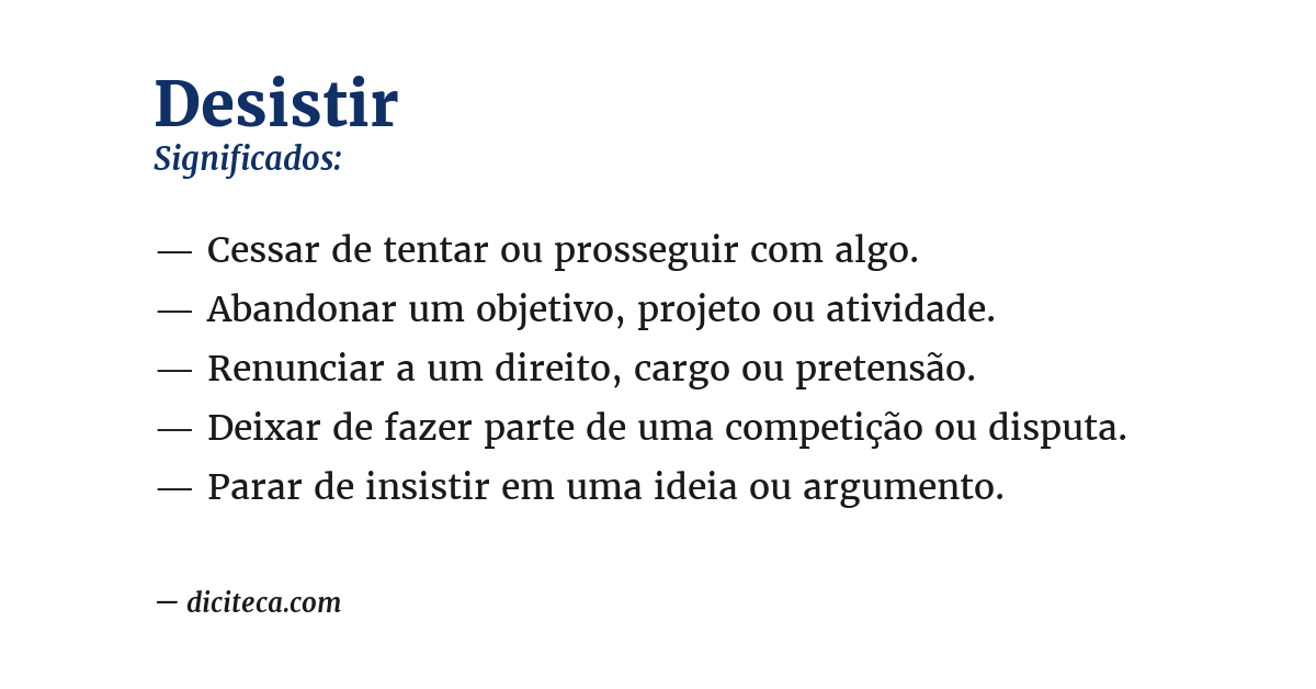 Significado de desistir