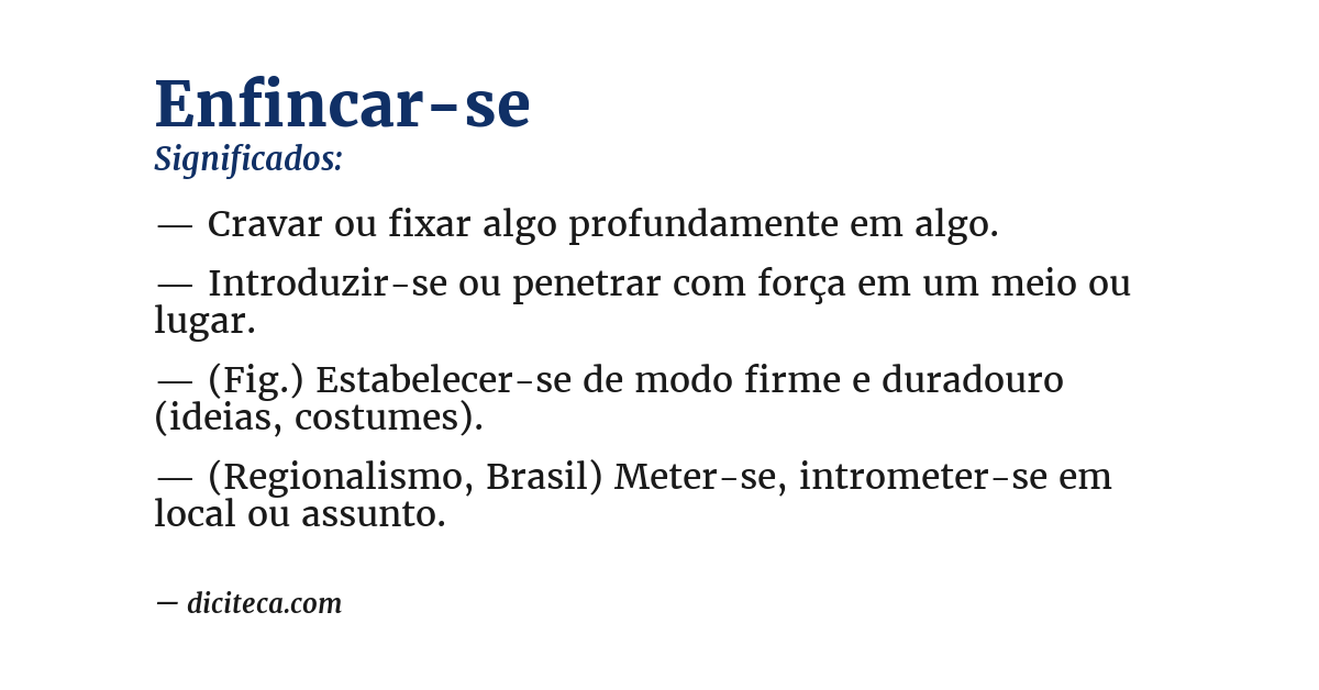 Significado de enfincar-se