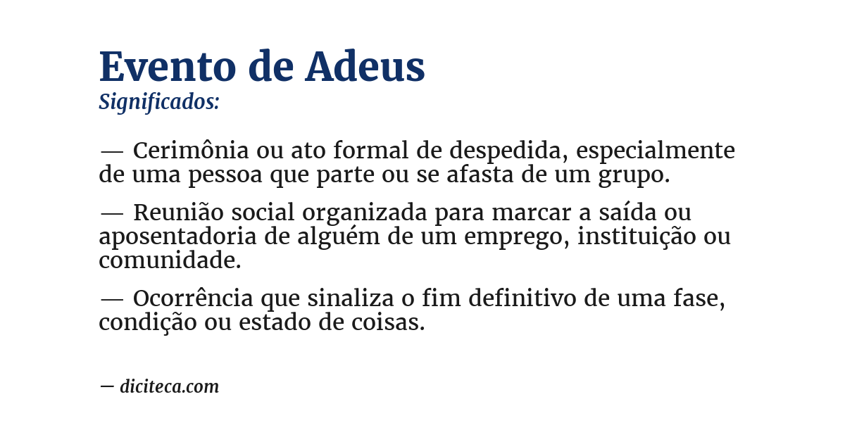 Significado de evento de adeus