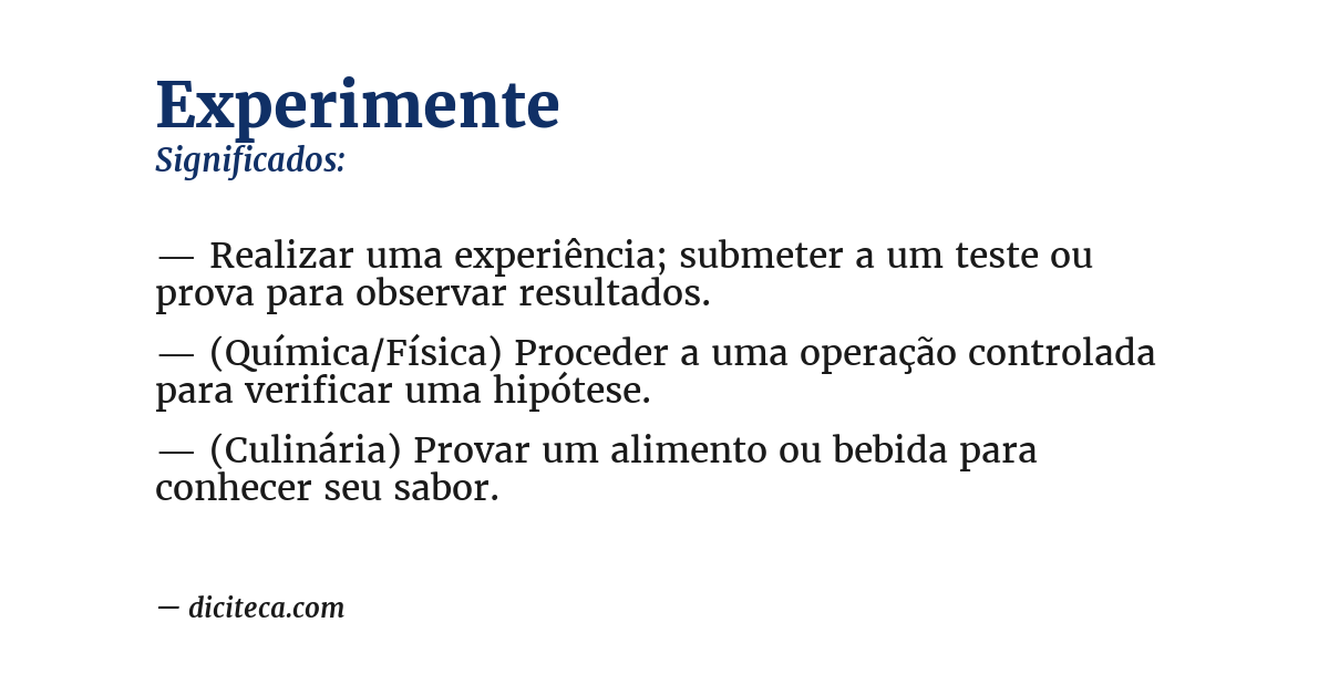 Significado de experimente