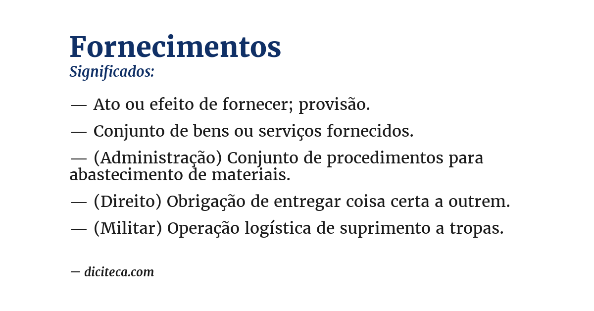 Significado de fornecimentos