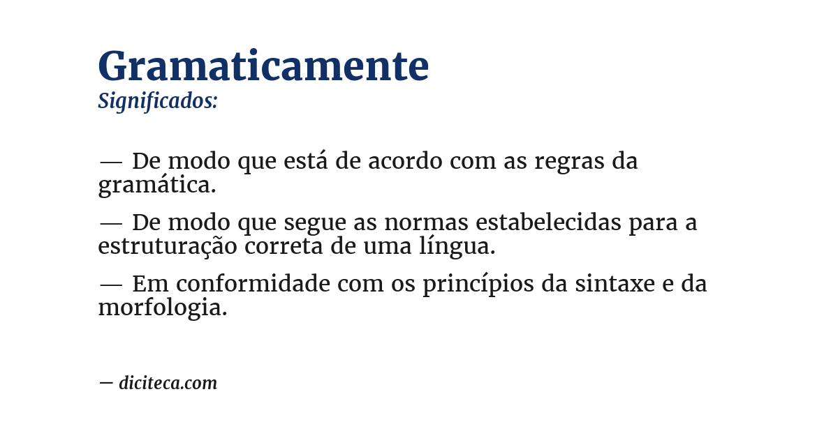 Significado de gramaticamente