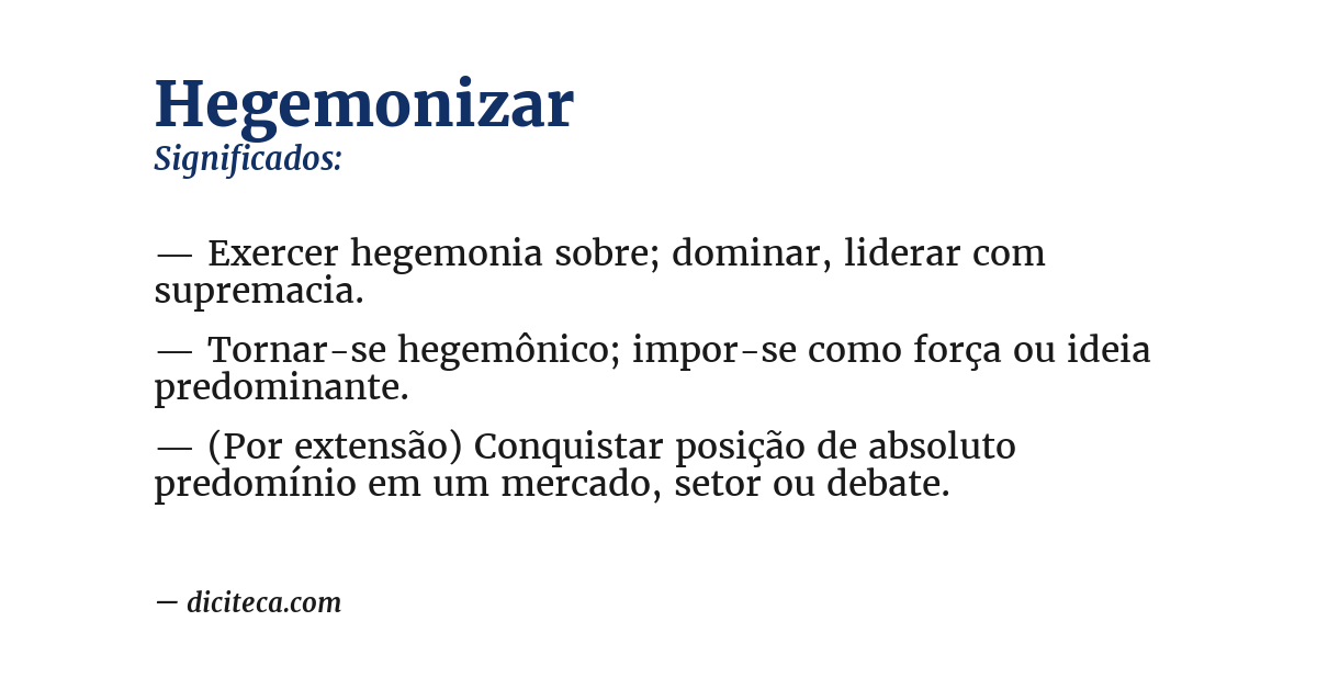 Significado de hegemonizar