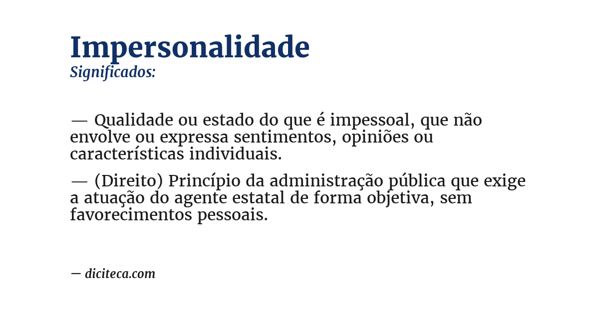 Significado de impersonalidade