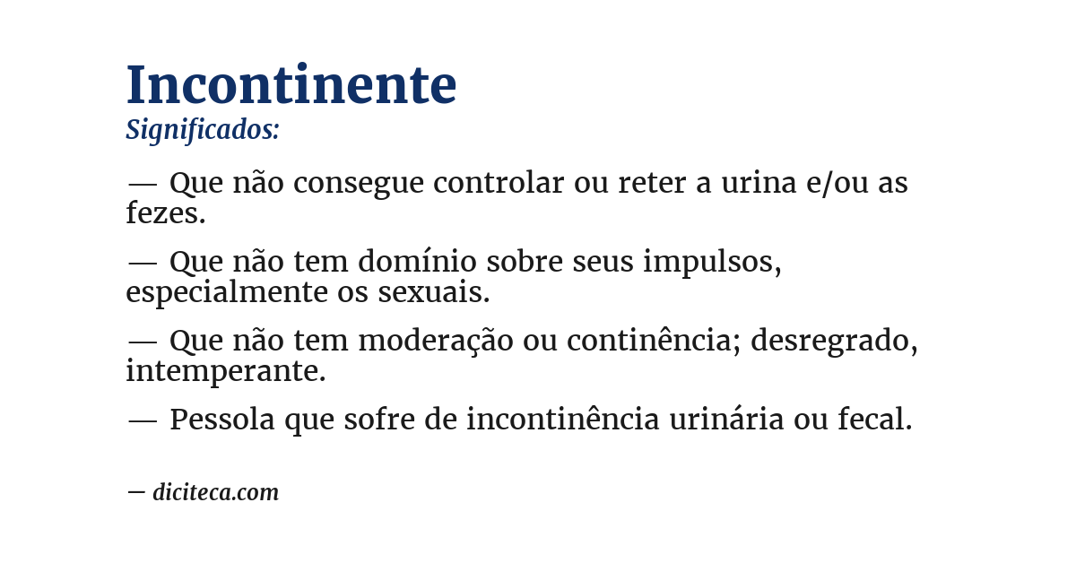 Significado de incontinente