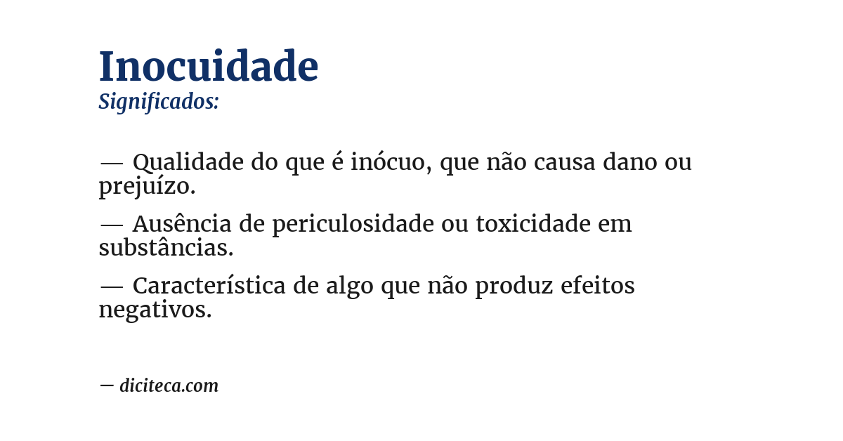 Significado de inocuidade