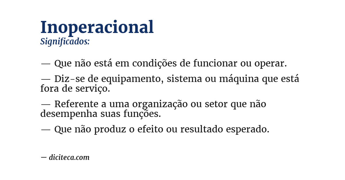 Significado de inoperacional