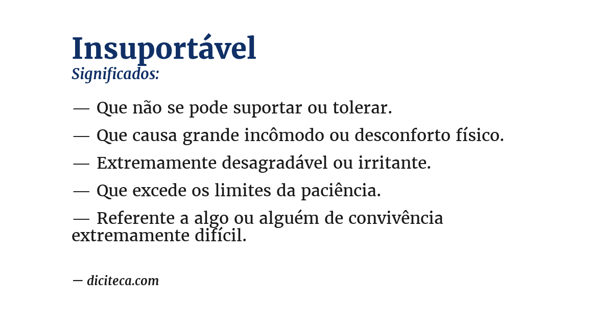 Significado de insuportável