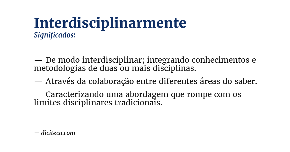 Significado de interdisciplinarmente