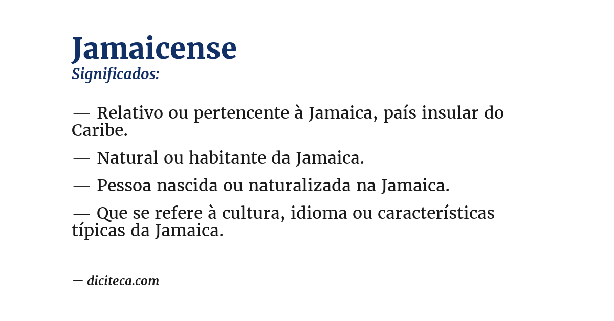 Significado de jamaicense