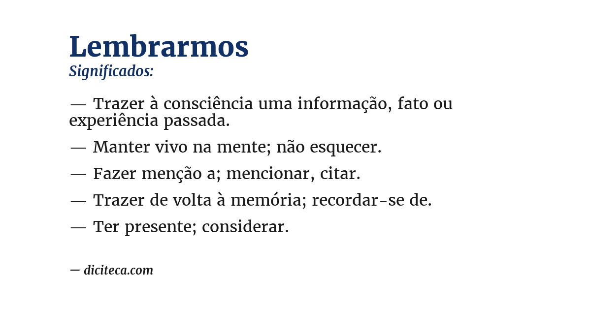 Significado de lembrarmos