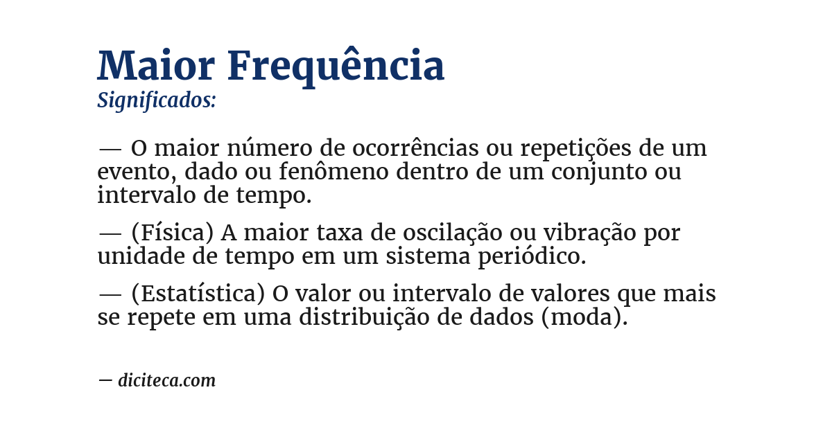 Significado de maior frequência